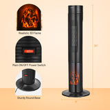 1500W Ceramic Tower Space Heater with Remote Control and Realistic 3D Flame