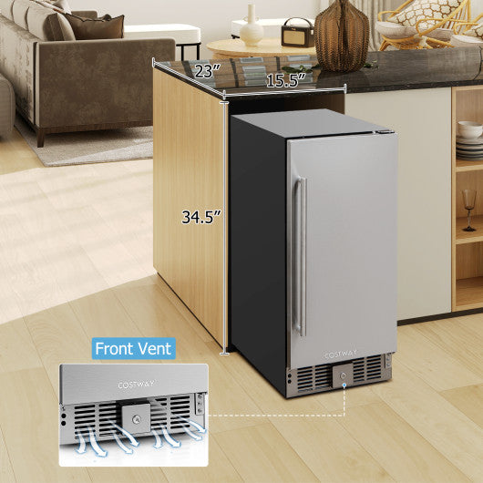 Compact Refrigerator with Adjustable Thermostat and Stainless Steel Door-Silver