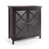 Freestanding Kitchen Buffet Cabinet with Glass Doors and Adjustable Shelf-Brown