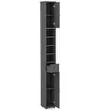 Freestanding Slim Bathroom Cabinet with Drawer and Adjustable Shelves-Gray