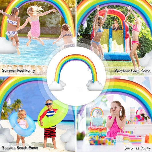 Inflatable Rainbow Sprinkler Backyard Games Outside Water Toy Yard