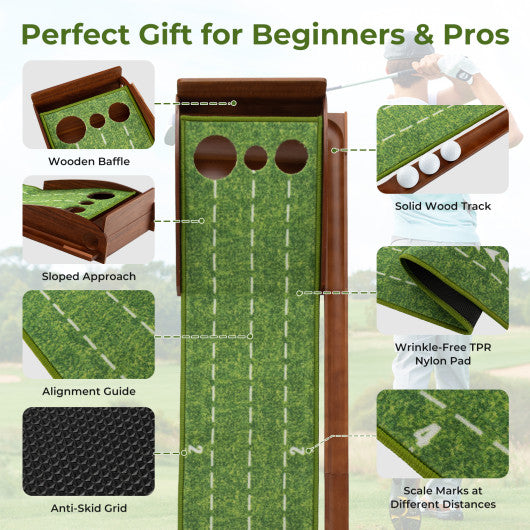 Golf Putting Mat Practice Training Aid with Auto Ball Return and 3 Hole Sizes