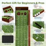 Golf Putting Mat Practice Training Aid with Auto Ball Return and 3 Hole Sizes