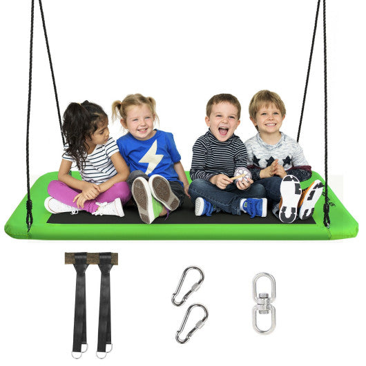 60 Inches Platform Tree Swing Outdoor with  2 Hanging Straps-Green