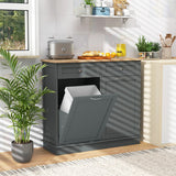 Rubber Wood Kitchen Trash Cabinet with Single Trash Can Holder and Adjustable Shelf-Gray