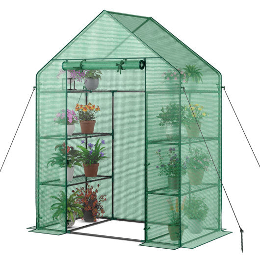 Portable 4 Tier Walk-in Plant Greenhouse with 8 Shelves