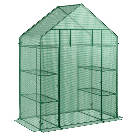 Portable 4 Tier Walk-in Plant Greenhouse with 8 Shelves