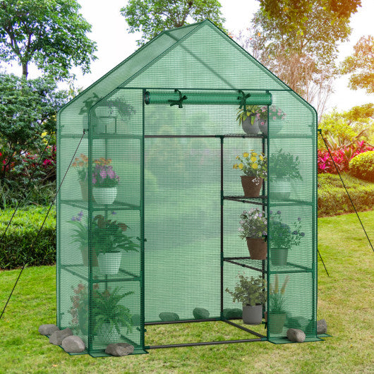 Portable 4 Tier Walk-in Plant Greenhouse with 8 Shelves