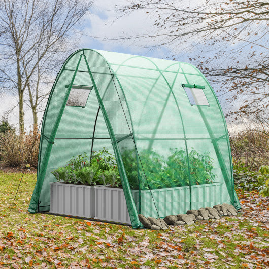 6 x 6 x 6.6 FT Outdoor Wall-in Tunnel Greenhouse-Green