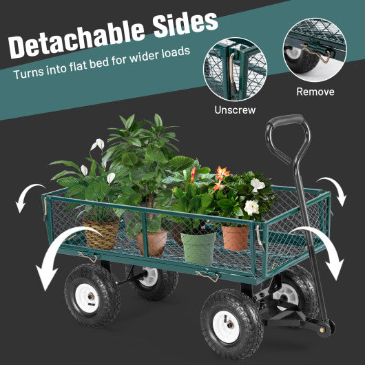 Heavy Duty Garden Utility Cart Wagon Wheelbarrow