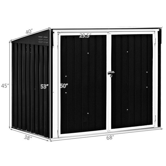 Horizontal Storage Shed 68 Cubic Feet for Garbage Cans