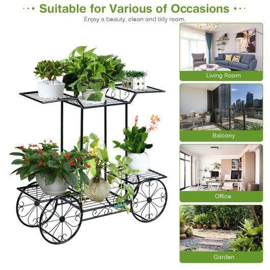 6-Tier Garden Cart Flower Rack Display Decor Pot Plant Holder