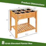 8 Grids Wood Elevated Garden Planter Box Kit with Liner and Shelf