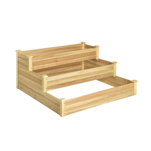 3-Tier Raised Garden Bed Wood Planter Kit for Flower Vegetable Herb