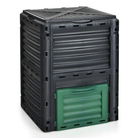 80-Gallon Outdoor Composter with Large Openable Lid and Bottom Exit Door-Green