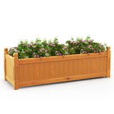 Wooden Rectangular Garden Bed with Drainage System-Natural