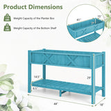 Poly Wood Elevated Planter Box with Legs Storage Shelf Drainage Holes-Blue