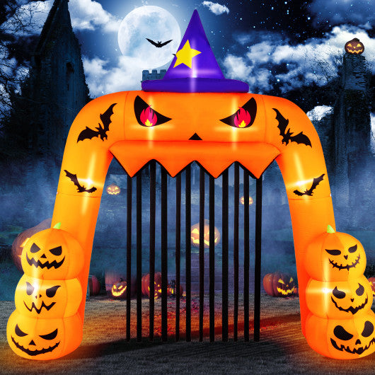 Halloween Inflatable Pumpkin Archway with Stakes and Water Bags