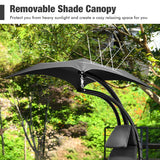 Hanging Curved Steel Swing Chaise Lounger with Removable Canopy-Gray