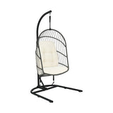 Hanging Wicker Egg Chair with Stand -Beige