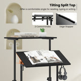 Height Adjustable Mobile Standing Desk with Rolling Wheels for Office and Home-Black