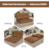6-Position Foldable Floor Sofa Bed with Detachable Cloth Cover-Brown