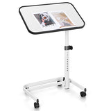 Rolling Overbed Bedside Table with 9-Level Adjustable Height