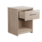 Wooden Nightstand with Drawer and Open Storage Compartment-Natural