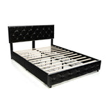 Full/Queen PU Leather Upholstered Platform Bed with 4 Drawers-Queen Size