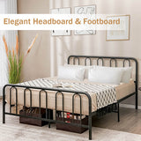 Full/Queen Size Metal Bed Frame with Headboard and Footboard-Queen Size