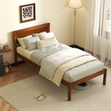 Twin/Full/Queen Size Bed Frame with Wooden Headboard and Slat Support-Twin Size