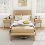 Twin/Full/Queen Size Bed Frame with Rattan Headboard-Twin Size