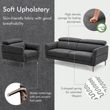 Modern Couched Sofa set with Adjustable Headrest-Gray