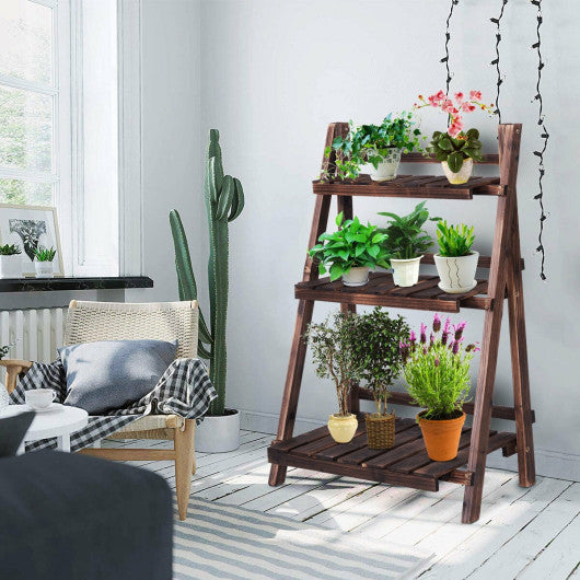 3 Tier Outdoor Wood Design Folding Display Flower Stand