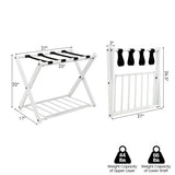Set of 2 Folding Metal Luggage Rack Suitcase-White