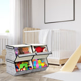 Set of 4 Storage Bins Stackable Cubes with Lid-Black