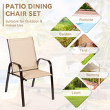 2 Pcs Patio Chairs Outdoor Dining Chair with Armrest-Beige