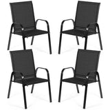 2 Pcs Patio Outdoor Dining Chair with Armrest-Black