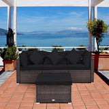 4 Pieces Ottoman Garden Patio Rattan Wicker Furniture Set with Cushion-Black