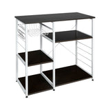 Industrial Kitchen Baker's Rack Microwave Shelf with 6 Hooks-Dark Brown