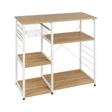 Industrial Kitchen Baker's Rack Microwave Shelf with 6 Hooks-Natural