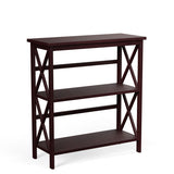 3-Tier Wooden Multi-Functional X-Design Etagere Storage Bookshelf-Dark Brown