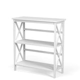 3-Tier Wooden Multi-Functional X-Design Etagere Storage Bookshelf-White