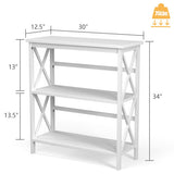 3-Tier Wooden Multi-Functional X-Design Etagere Storage Bookshelf-White