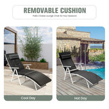 Adjustable Outdoor Lightweight Folding Chaise Lounge Chair with Pillow-Black