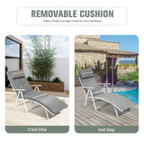 Adjustable Outdoor Lightweight Folding Chaise Lounge Chair with Pillow-Gray