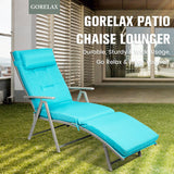 Adjustable Outdoor Lightweight Folding Chaise Lounge Chair with Pillow-Blue