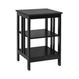 2 Pieces 3-Tier Nightstand with Reinforced Bars and Stable Structure-Black