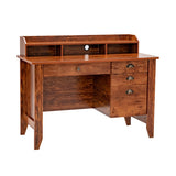 Vintage Computer Desk with Storage Shelves and 4 Drawers-Rustic Brown