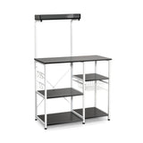 4-tier Kitchen Baker's Rack with Basket and 5 Hooks-Black